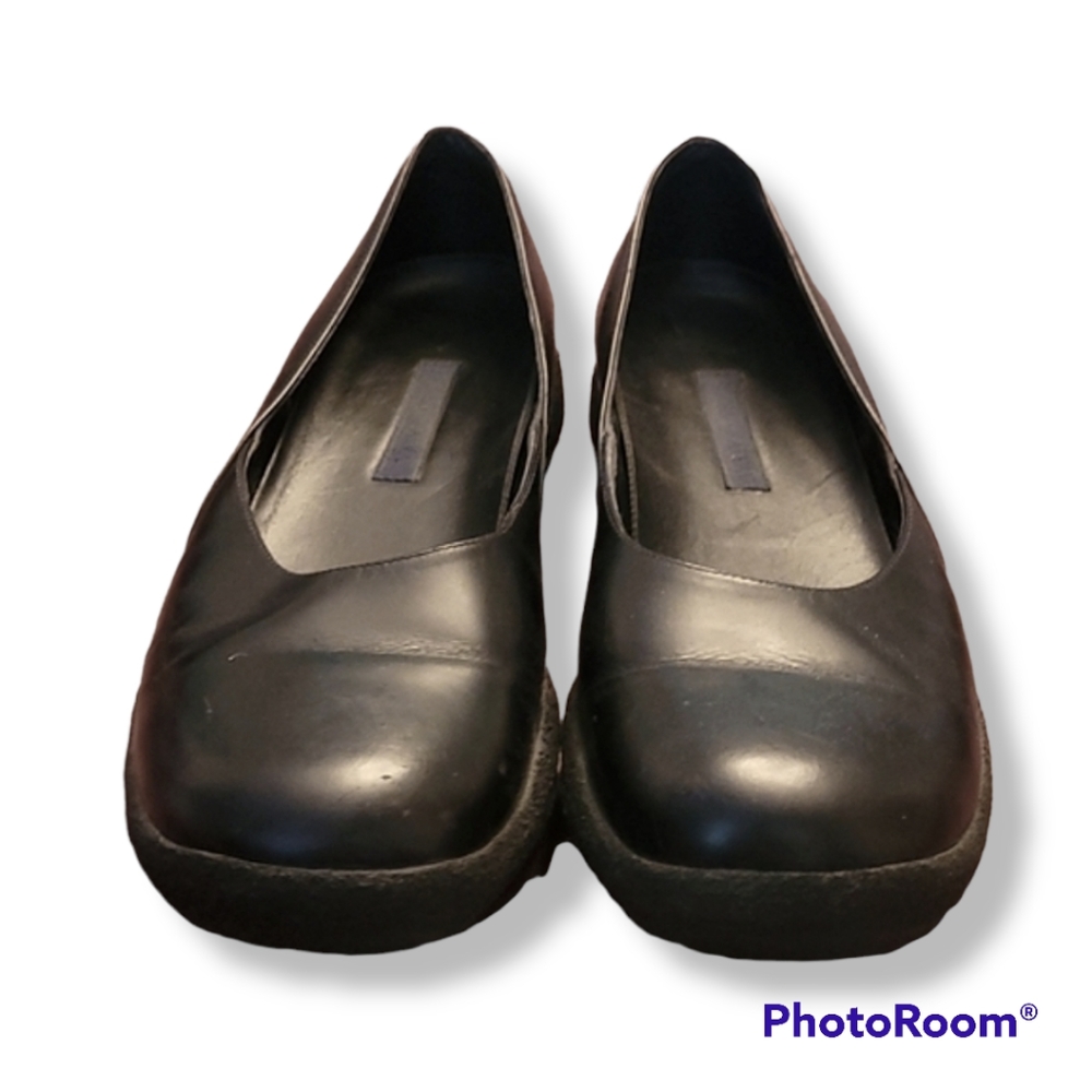 Emporio Armani Dark Academia Black Leather Flats - Picture 3 of 10